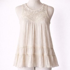 American Eagle Embroidered Crochet Top Dress Medium M Babydoll Ruffle Sleeveless