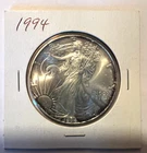 1994 Uncirculated American Silver Eagle 1 Oz .999 Fine Silver BU, Slight Toning