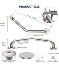 16 Inch Angled Shower Grab Bar, Anti- Slip Satin Brushed Nickel Bathroom