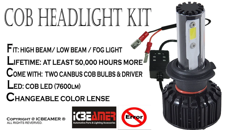 ICBEAMER x2 H7 35W COB Canbus LED Direct Replacement Halogen Lamp B2 - Image 3 of 4