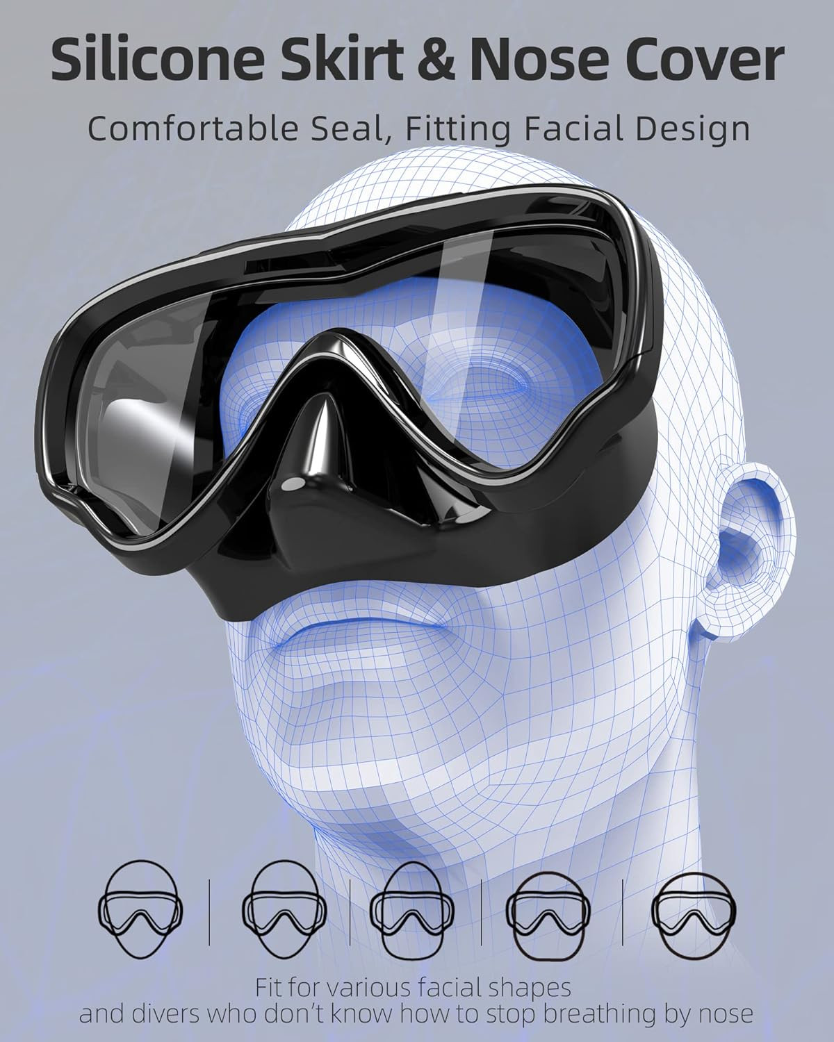 Swim Goggles Adult with Nose Cover, Anti-Fog Clear Diving Mask Wide View No Blur