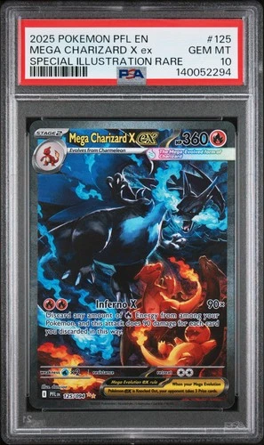 2025 POKEMON PFL EN-PHANTASMAL FLAMES #125 MEGA CHARIZARD X EX PSA 10