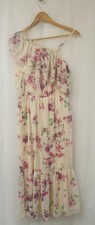 George Floral One Shoulder Midi Dress Size 12 NWT Ruffle Summer Wedding Guest