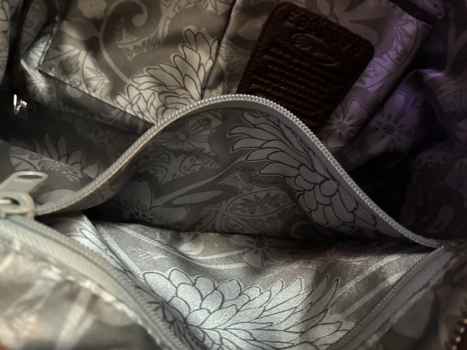 Brighton Python Snake Embossed Bronze Brown HOBO … - image 6