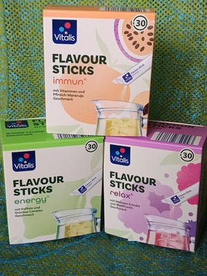 30x Vitalis Flavour Sticks realxe immun energy Melisse Pfirsich Grüntee Limette