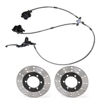 Go Kart Front Twin Brake Caliper Cylinder Disc Hand Brake Kit ATV Golf 50-125cc