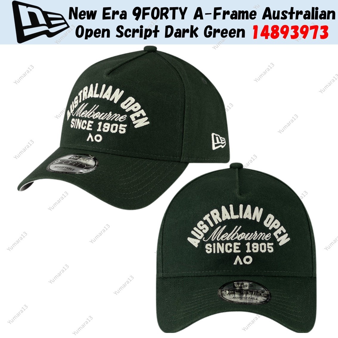 New Era 9FORTY A-Frame Australian Open Script Dark Green 14893973