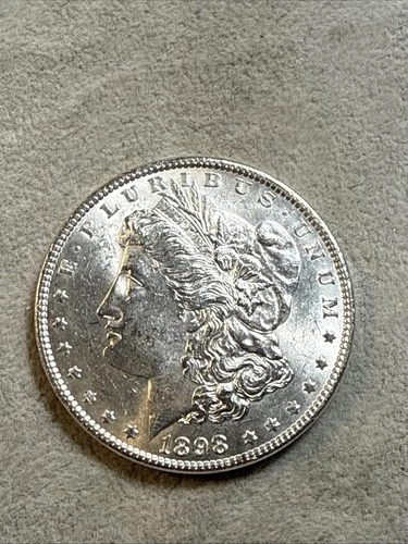 1898 $1 Morgan Silver Dollar MS BU UNC Uncirculated Nice Coin Rim Ding 7993