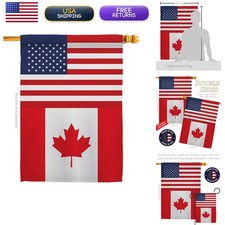 Canada US Friendship House Flag Double-Sided 28 X 40 Made in USA