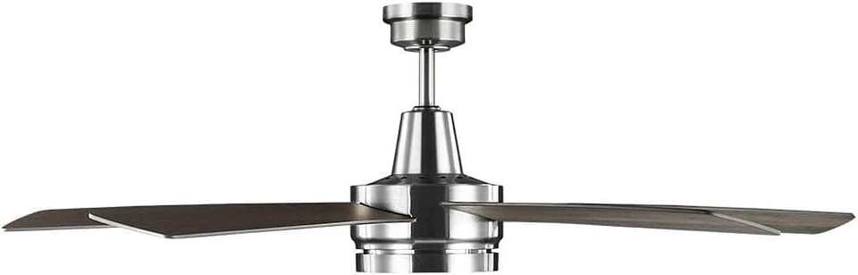 Ventilador de techo inteligente Hampton Bay Fanelee 54" blanco que cambia de color LED níquel cepillado Foto 4 de 4