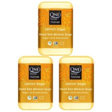 Dead Sea Salt Lemon Sage Soap 7oz 3-Pack   Exfoliating Bar for Face  Body