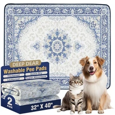 Washable Pee Pads for Dogs 32"x40" (2 Pcs), Reusable Dog Pads Extra Large, Su...
