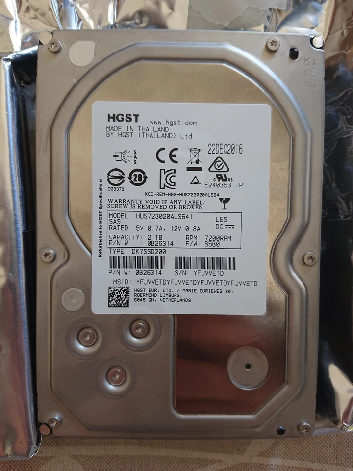 Hard Disk HDD 4tb (2x 2tb) Hitachi HGST Ultrastar 3.5'' HUS724020ALS641 7200rpm - Immagine 3 di 4