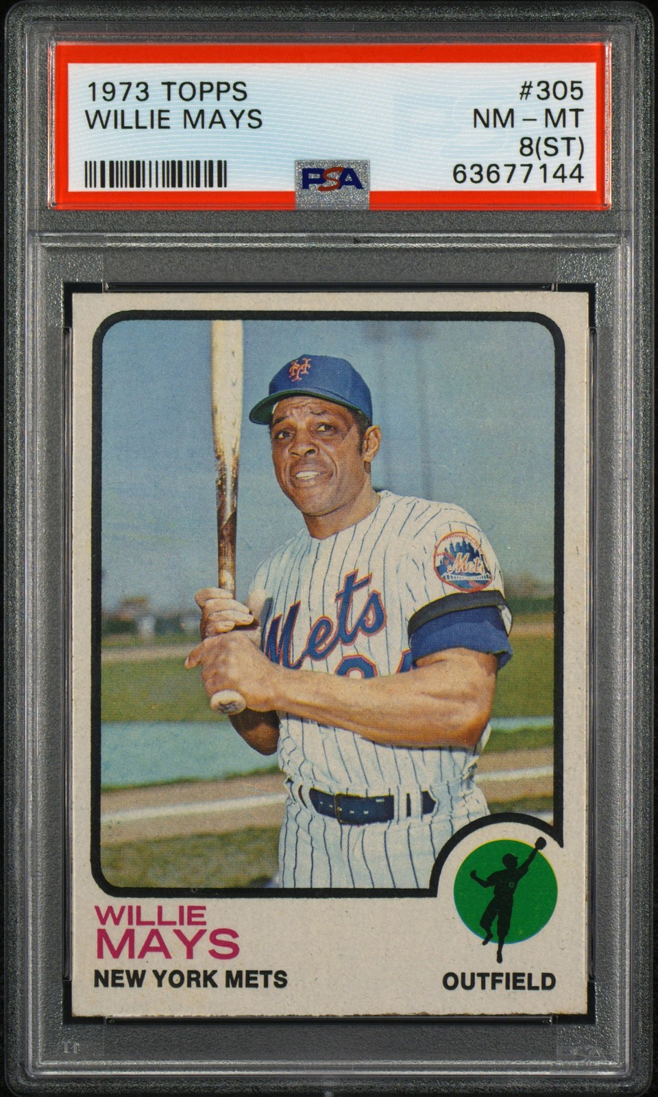 1973 Topps #305 Willie Mays PSA 8 NM-MT view 1