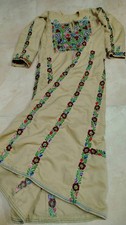 Vintage Handmade Colorful Tora Embroidered Traditional Folk Thobe Dress