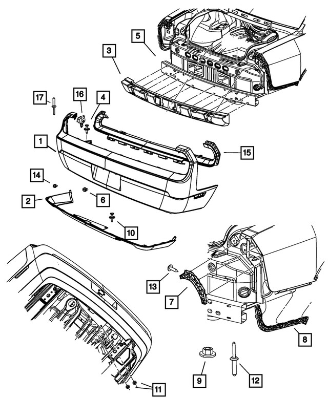 Genuine Mopar Rear Lower Fascia 68039501ab