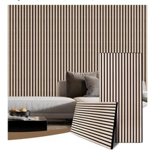 Acoustic Wood Slat Wall Panels 2-Piece Soundproof 47.2"x23.6" Oak 15.5sqft