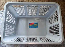 Vintage Rubbermaid Laundry Basket 2965 Slate Blue Hamper Plastic Retro 1991 
