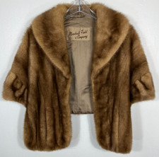 EXCEPTIONAL Vintage MINK fur shrug Brown One Size 17" length wrap stole cape