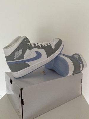 Nike Air Jordan 1 Mid EU 42 US 10 / 8,5 Wolf Grey Aluminium White Neu