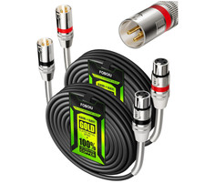 Pack 2 cables XLR 25 pies OFC con conectores chapados en oro profesionales