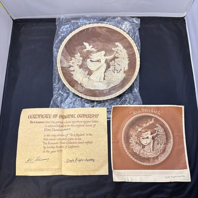 Vtg 1979 Incolay Studios USA ''To a Skylark'' Stone Sculpture Plate, Box, Docs