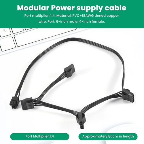 Câble de Puissance Modulaire 6Pin à 4 Molex Câble 6Pin à 4 IDE pour RM10008168 - Afbeelding 3 van 7