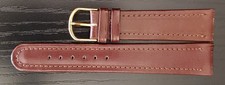 Vintage NOS 1970s Brown 18.6mm Brown Stitched Genuine Leather Watch Band