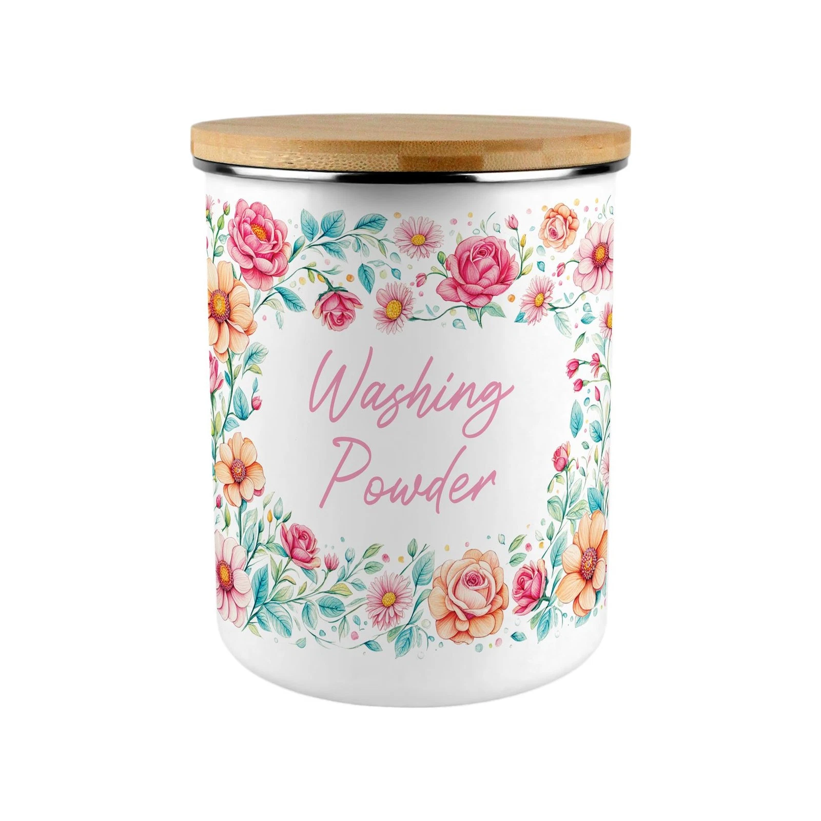 Pink Roses Washing Powder Storage Canister - 2.7L Extra-Large Kitchen Gifts