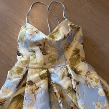 Eliza J Woman’s Blue and Gold Floral Structured A Line  Dress Size 10 Pockets