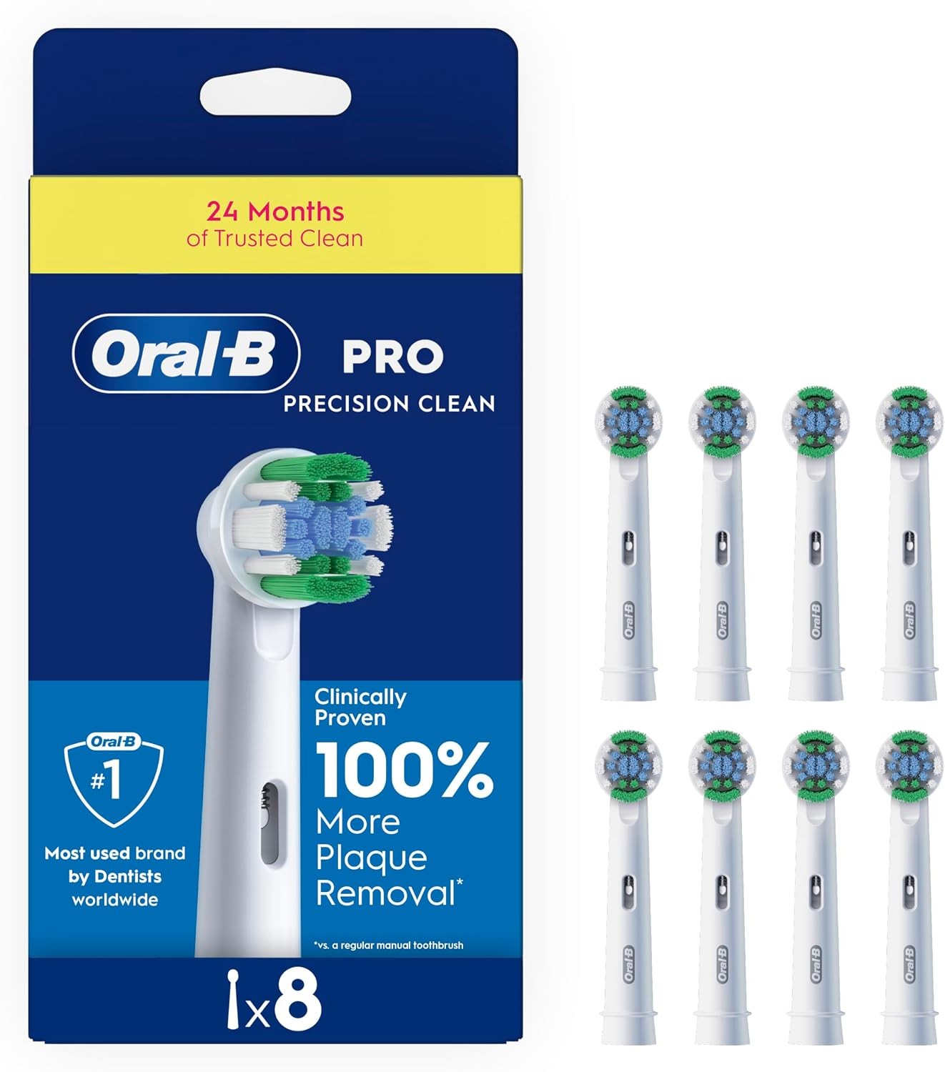 Oral-B Green/Yellow Pro Precision Clean Toothbrush Heads, 8 Counts - Image 2