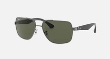 NEW Ray-Ban Gunmetal Frame POLARIZED Green Grey Len Sunglasses RB3483 004/58