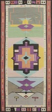 Geometric Kilim Rugs Wool Traditional Kelim Carpets 5x13 ft