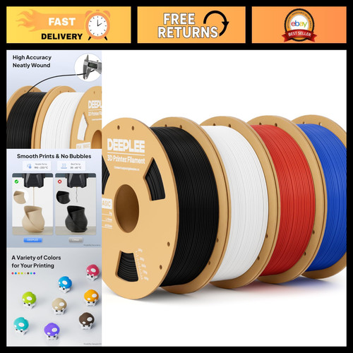 1.75mm PLA 3D Printer Filament - 4KG Black, White, Red, Blue - High Quality & Du