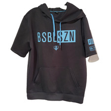 Baseball Lifestyle 101 BSBL-SZN V2 Short Sleeve Hoodie Black & Blue Men's Small