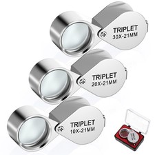 10X, 20X and 30X Jewelry Loop Magnifier Foldable Hand Lens Pocket Magnifying ...