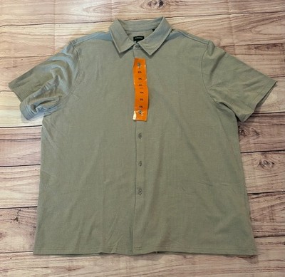NWT Buffalo David Bitton Button Up Shirt XXL Tan Short Sleeve Textured Casual