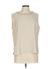 Laura Scott Women Ivory Sleeveless Blouse L