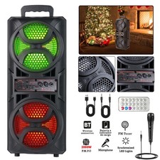 2000W Portable Bluetooth Speaker Subwoofer Heavy Bass RGB Party DJ Remote w/ Mic