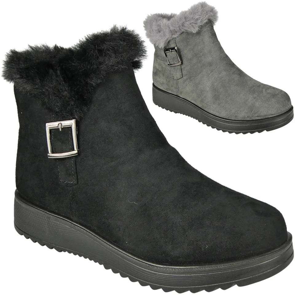 LOUD LOOK Winter Boots Shoes Ladies Buckle Snow Warm Fleece Lined Comfy Casual Womens Size