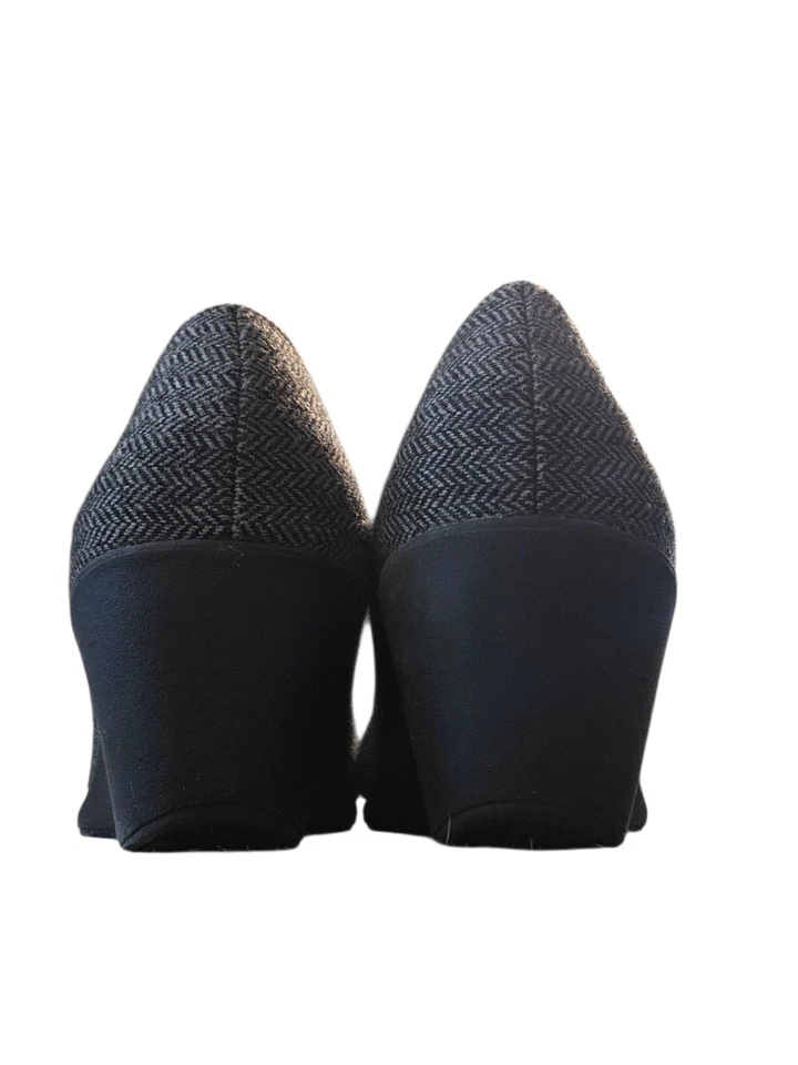 Bombas de salto vintage Y2K Herringbone femininas tamanho 8,5W retrô arcos academia escuros - Imagem 4 de 4