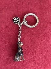 Doberman Pinscher Figure Ceramic On Metal Key Ring