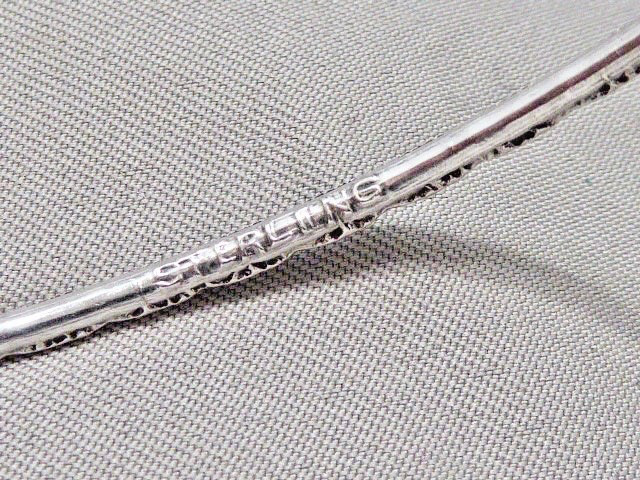 ANTIQUE THIN STERLING SILVER BANGLE BRACELET 2.5 … - image 6