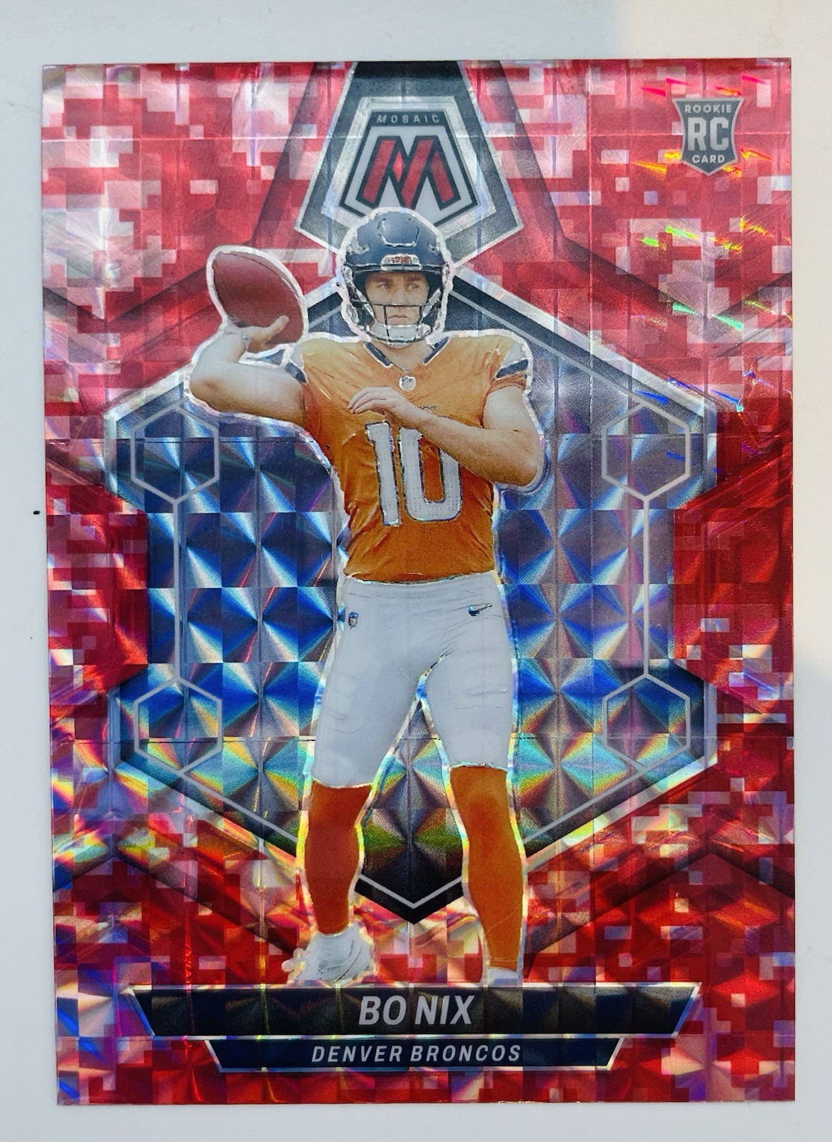 2024 Panini Mosaic - Rookies Bo Nix #312 Red Camo Mosaic Prizm (RC)