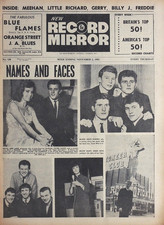 RECORD MIRROR 2 NOV 1963 . ADAM FAITH HELEN SHAPIRO FRONT COVER . ROLLING STONES