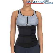 Waist Trainer Workout Corset Cincher Dual Belt Neoprene Sweat Weight Loss Shaper
