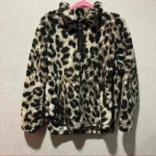 Cozy Sherpa Womens Leopard Fleece Pullover Size Medium