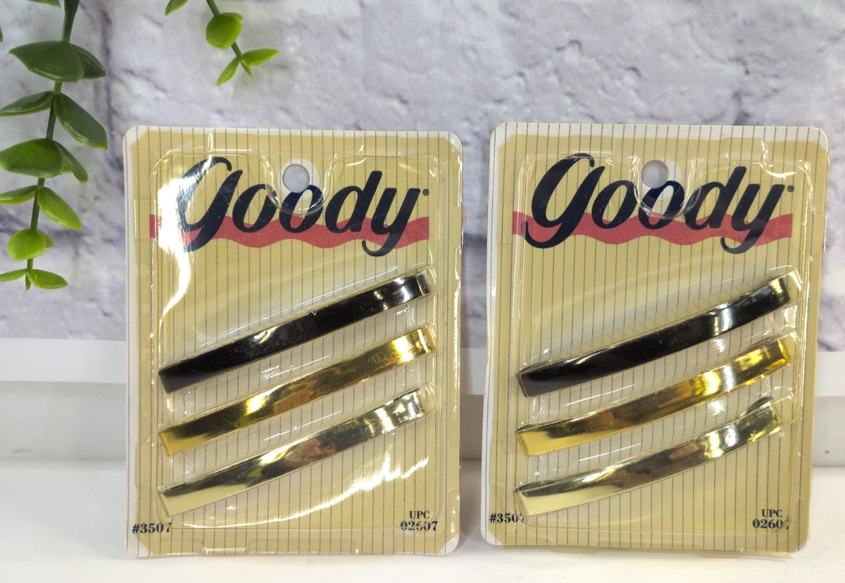 VINATGE 1990 NEW LOT?Goody 3 Inch Pack Of 3 Barrettes #3507 Made USA Black Gold Vintage Goody Barrettes In Vintage Hair Accessories for sale  main image 4