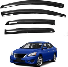Window Visors Rain Guard Window Vent Shade Deflector Black for 2013-2019 Sentra