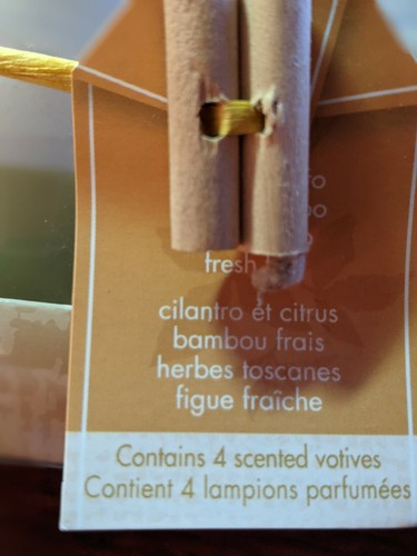 Pier 1 Importaciones 4 Piezas Velas Votivas Regalo Juego en Caja Hierba Figura Cítricos Bambú ¡NUEVO! - Imagen 5 de 7